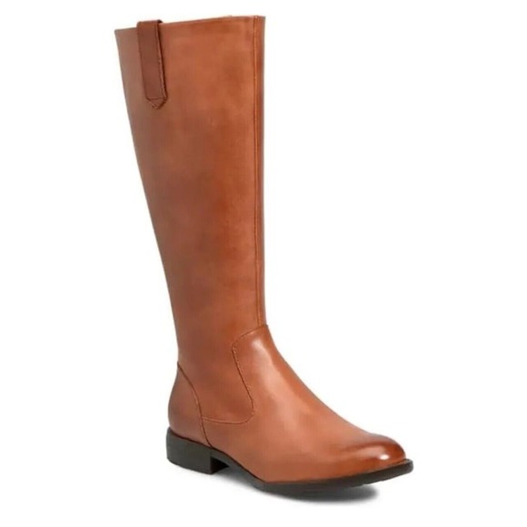 Born Shaunie Tall Riding Boot Brown Leather Wide Calf Knee High Women's New 6.5W - Picture 1 of 16